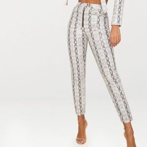 Cute leather snake print pants with a zipper